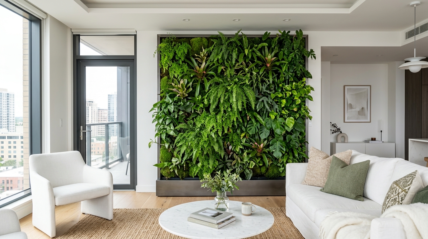 Фитостена в гостиной