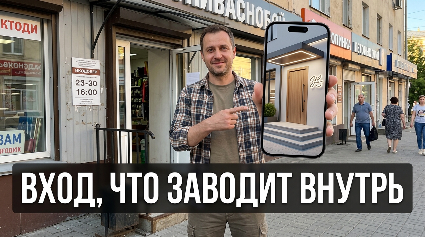 Входная группа магазина: примерил, что заводит покупателя внутрь