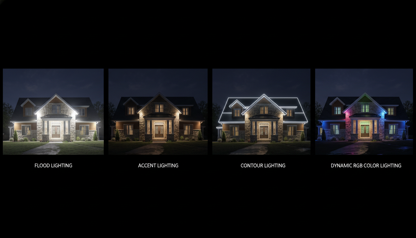 Виды архитектурной подсветки фасадов: заливающая, акцентная, контурная и динамическая