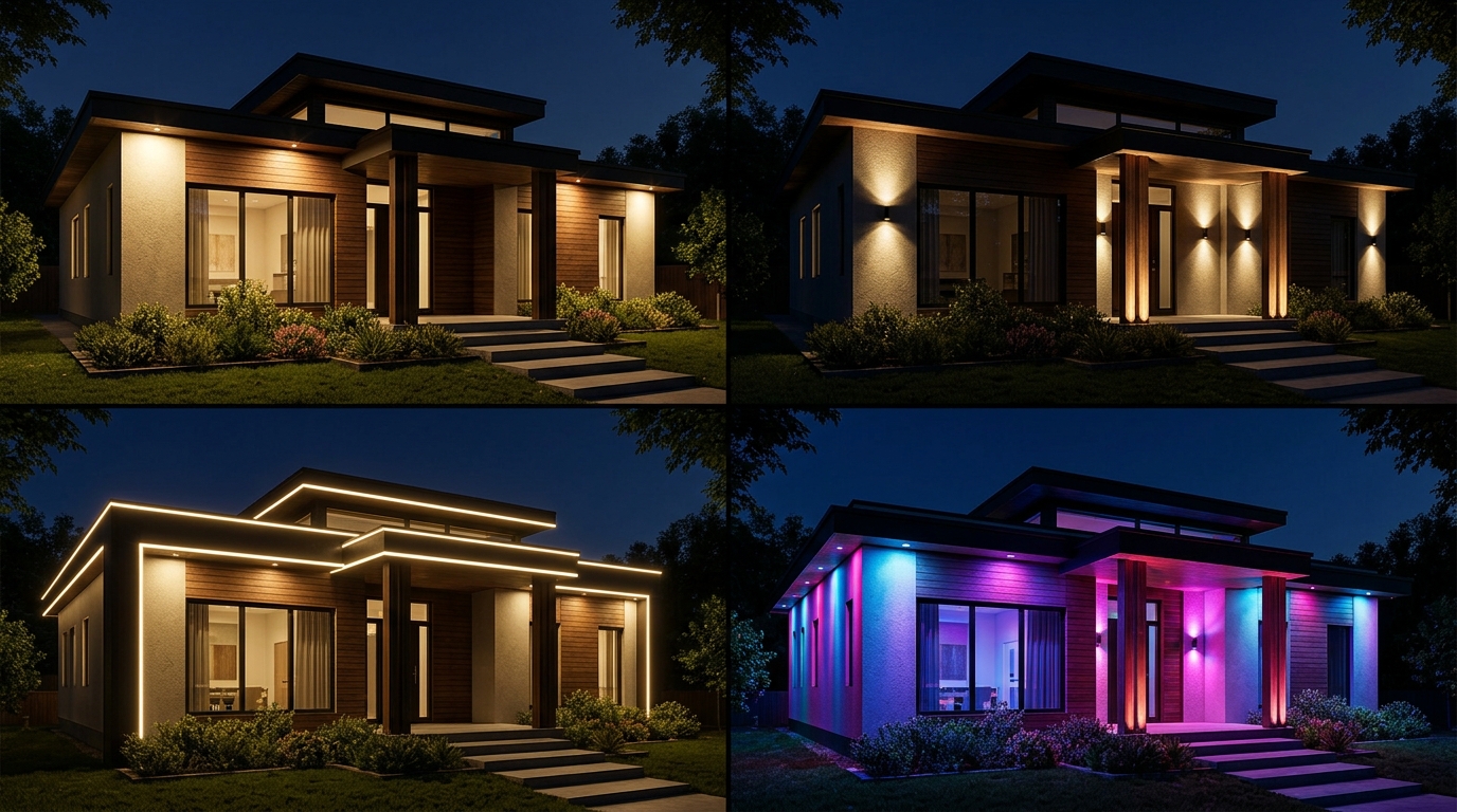 Различные виды архитектурной подсветки фасада