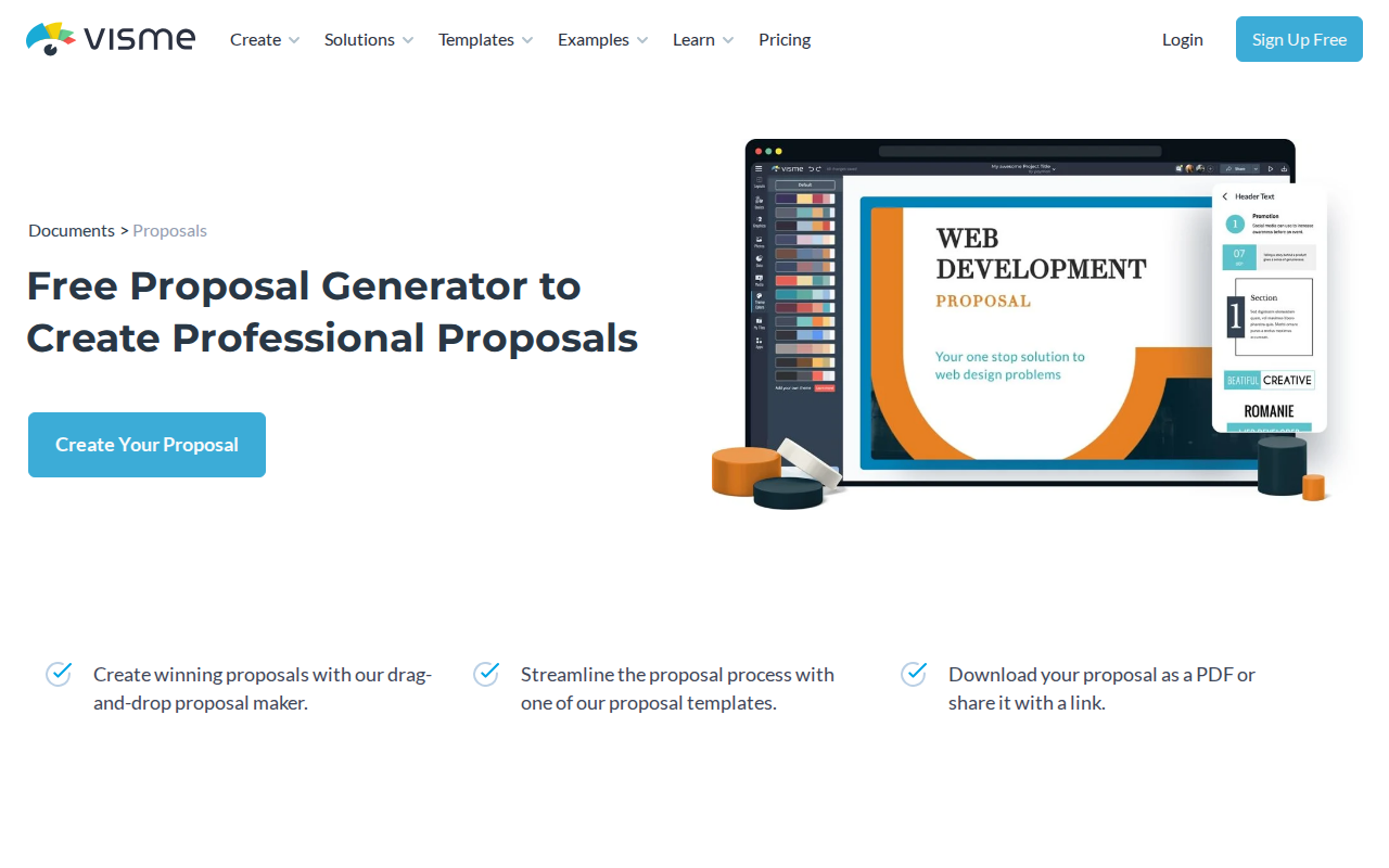 Скриншот главной страницы Visme — платформа для создания контента