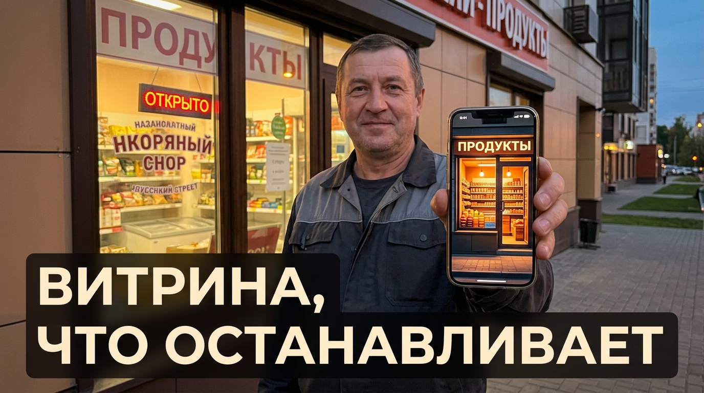 Оформление витрины магазина: примерил приёмы на фото до переделки