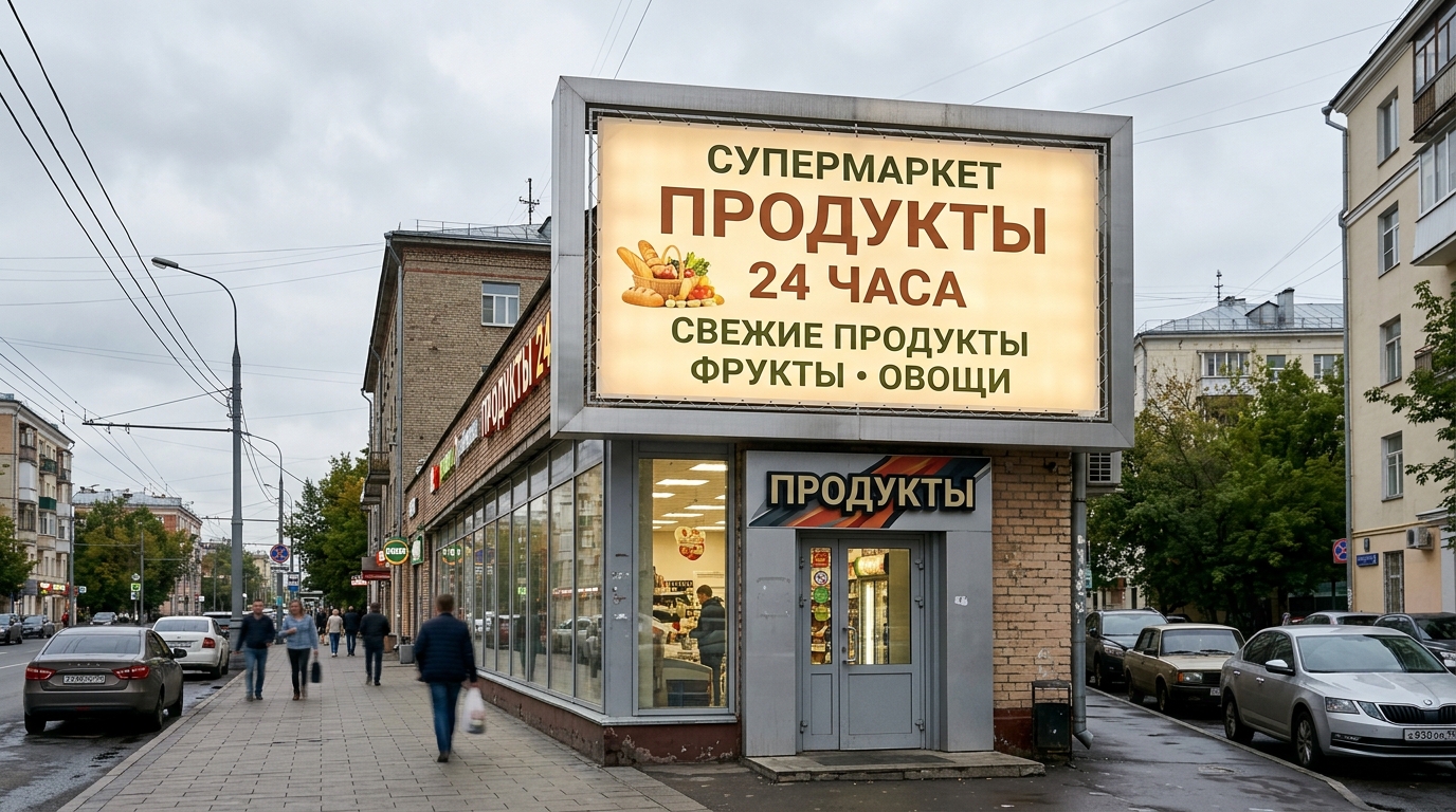 Фреймлайт — баннер в алюминиевой рамке с подсветкой на фасаде магазина