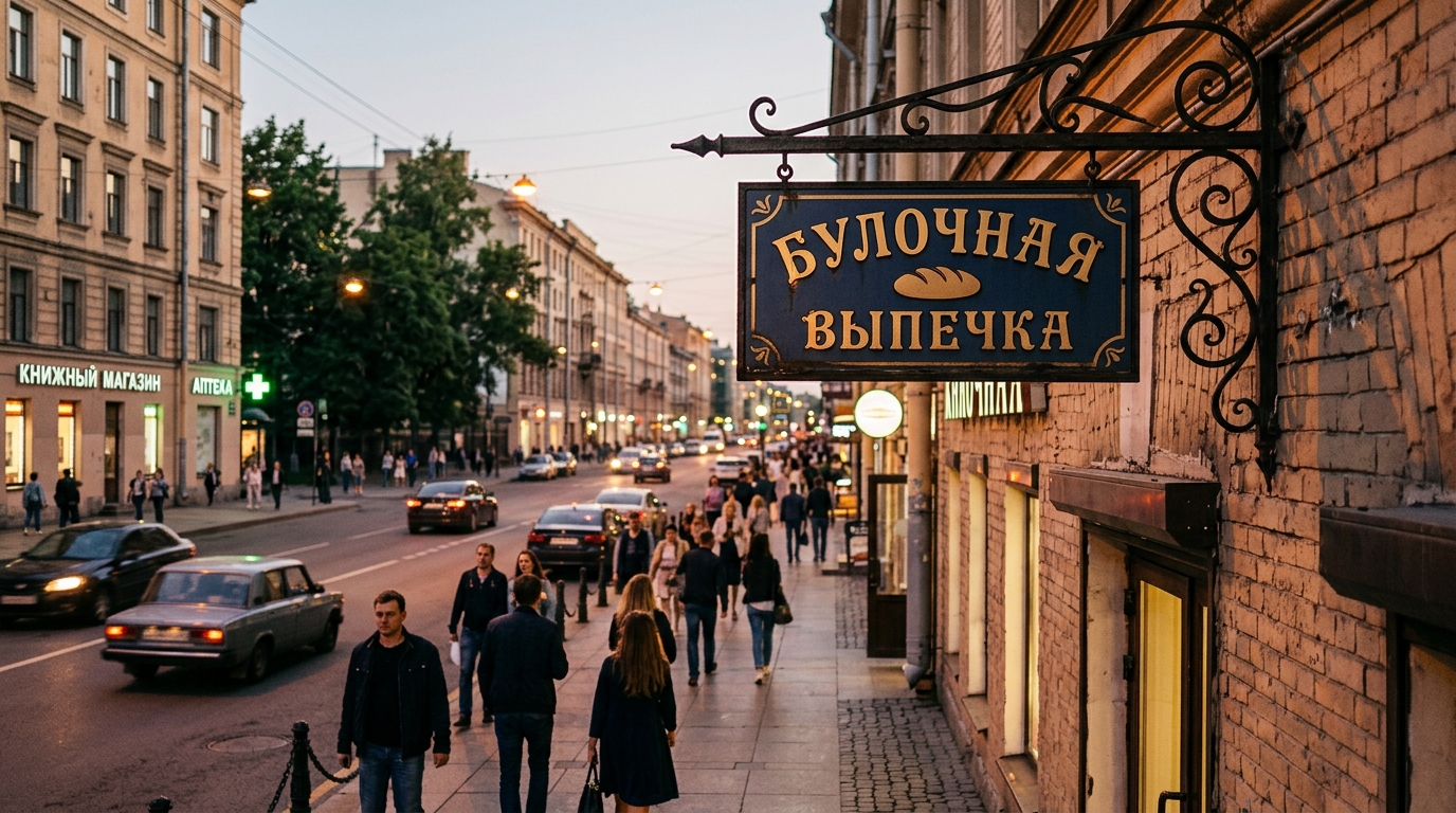 Панель-кронштейн перпендикулярно стене над тротуаром
