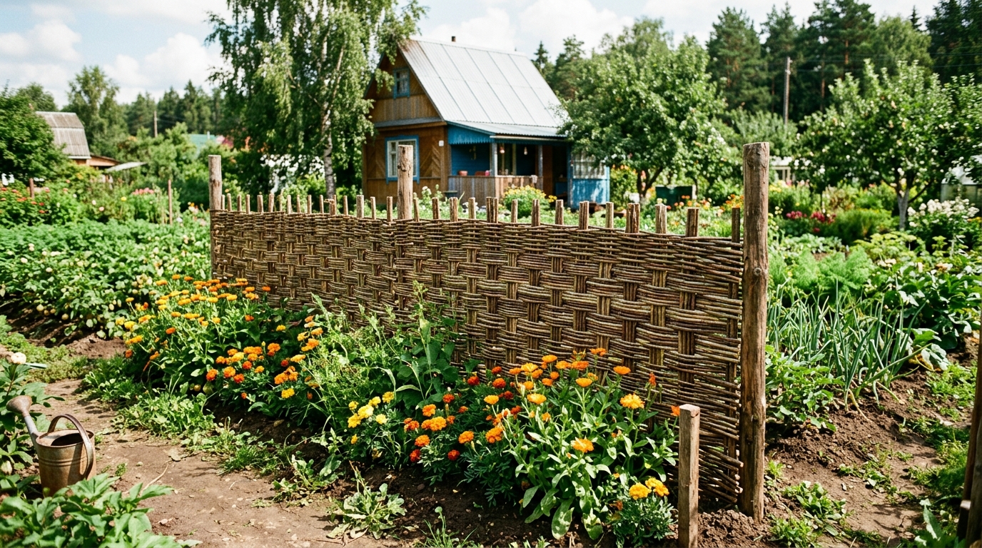 Плетень из ивовых прутьев