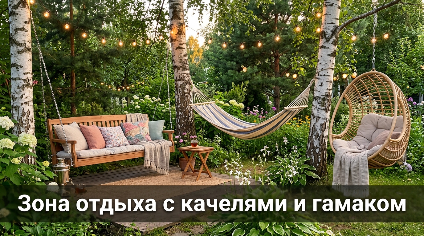 Зона отдыха с качелями и гамаком: 7 идей без мангала